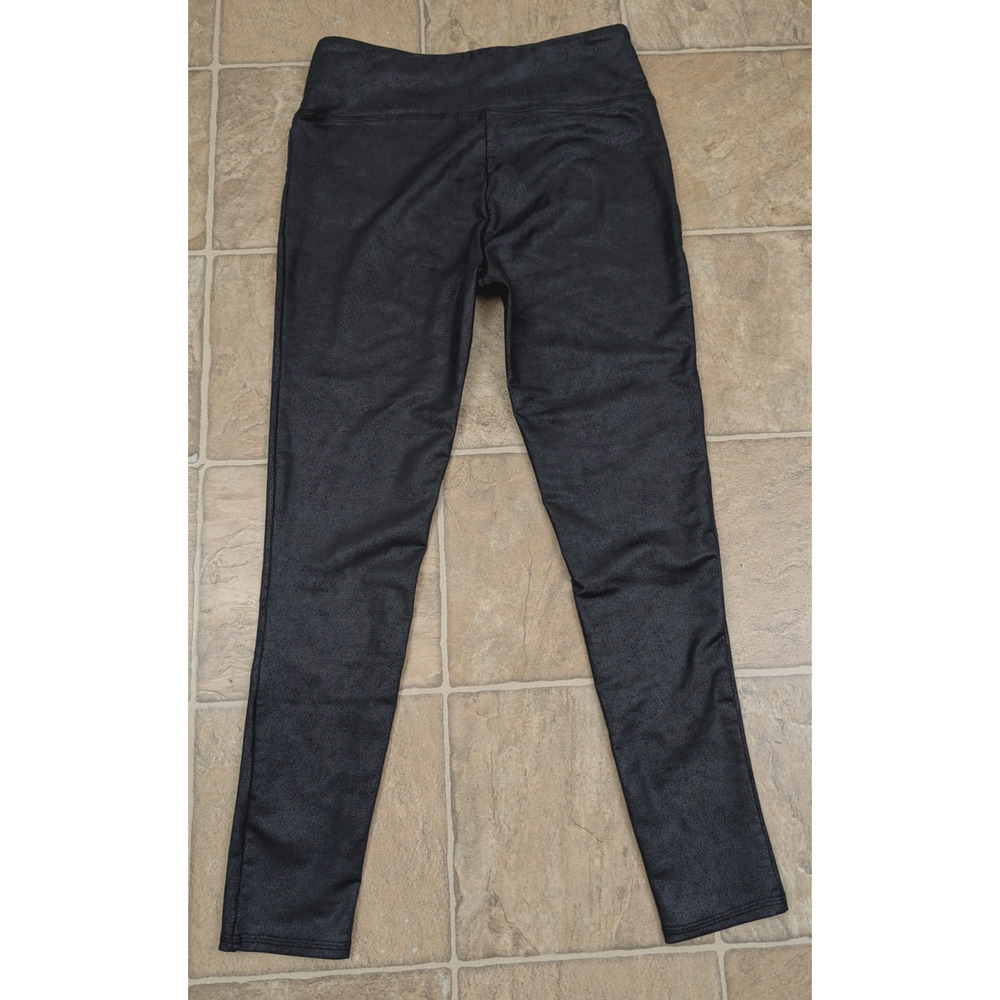 ALL WORTHY sz M Faux Leather Leggings pull on stretchy mid rise 1891 - Picture 5 of 8